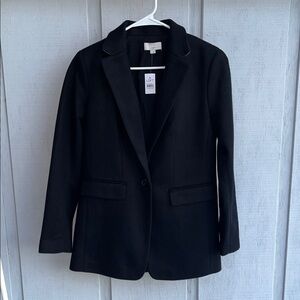 LOFT Notch Collar One-Button Blazer Coat Black Size 0 $129 MSRP NWT
